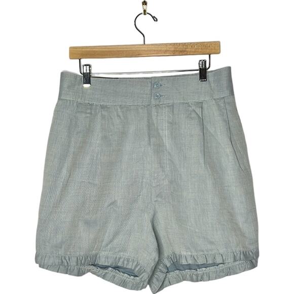 NWT who what wear Chambray twill blue ruffle edges cotton shorts size 22W - Picture 1 of 7